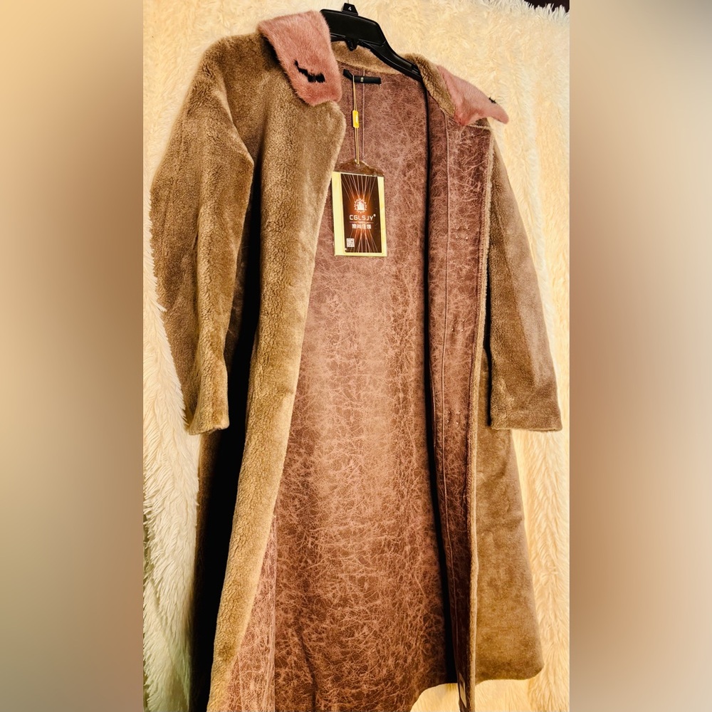 NWT Vintage Boutique Shearling Lamb Fur Coat with Mink Collar Size M - Picture 6 of 14